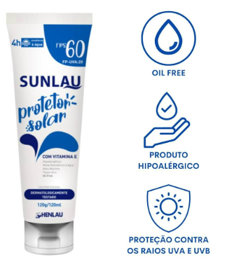 Sunlau Protetor Solar Fps 60 4HORAS Uva/Uvb Com Vitamina E 120 ML Henlau