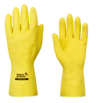 Luva Latex Verniz Silver Slim Amarela Volk