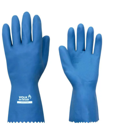 Luva Latex Verniz Silver Slim Azul Volk