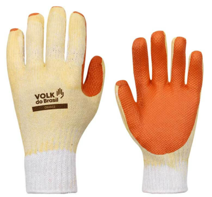 Luva Orange Algodao Banho Latex Laranja Volk