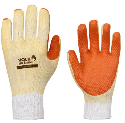 Luva Orange Algodao Banho Latex Laranja Volk