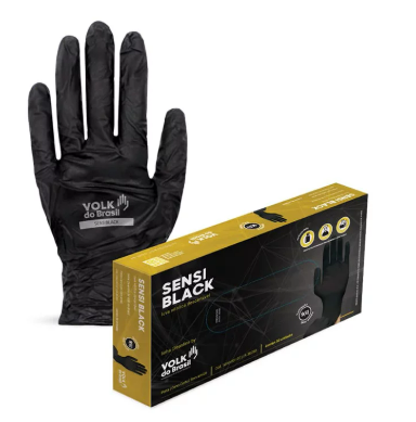 Luva Sensi Volk Black Proc Nitrilico Preto C/50 Unid