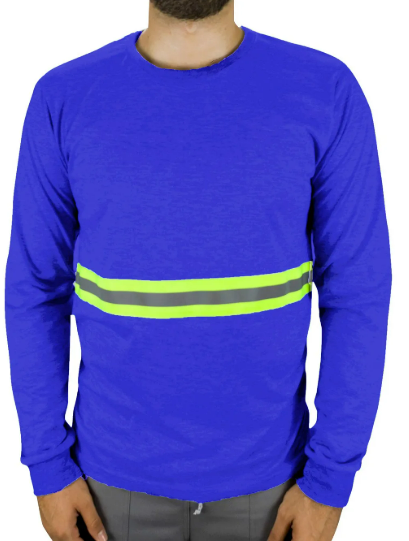 Camisa DE Helanca Azul Com Refletivo Indart