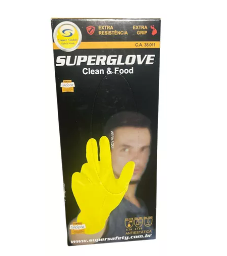 Luva Nitrilica S Glove Amarela Anatomica E Ambidestra C/ 50 Unidades Supersafety