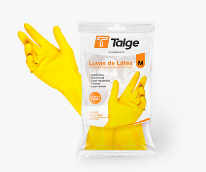 Luva DE Latex Limpeza Amarela Talge