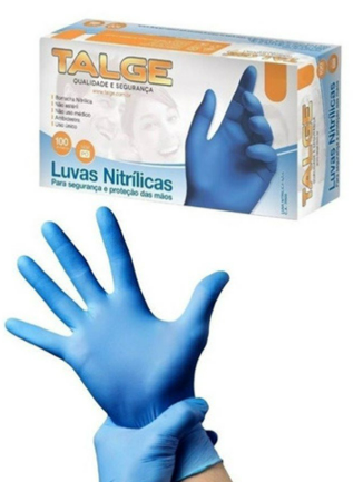 Luva DE Procedimento Nitrilico Azul Talge