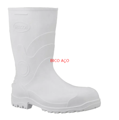 Bota DE Pvc 85BPC200 Cano Medio Branca C/Bico Aco C/Forro Bracol