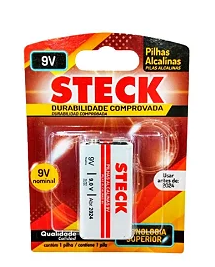 Pilha/Bateria Alcalina 9V Blister Steck