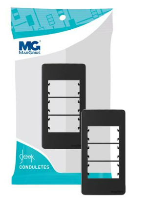 Placa P/ Condulete 3/4 3 Postos Horiz C/ Suporte Sleek Ebony Margirius