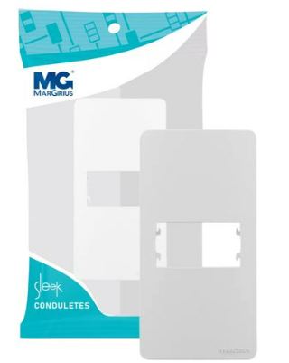 Placa P/ Condulete 1 Pol 1 Posto Horiz C/ Suporte Sleek Branco Margirius