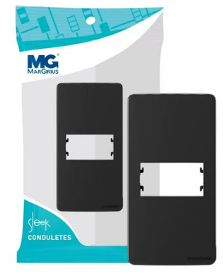 Placa P/ Condulete 1 Pol 1 Posto Horiz C/ Suporte Sleek Ebony Margirius