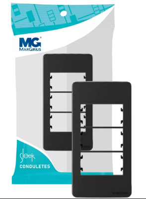 Placa P/ Condulete 1 Pol 3 Posto Horiz C/ Suporte Sleek Ebony Margirius