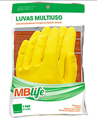 Luva DE Latex Amarela Para Limpeza Mblife Par Medix