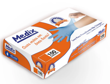 Luva DE Procedimento Nitrilico Azul Medix