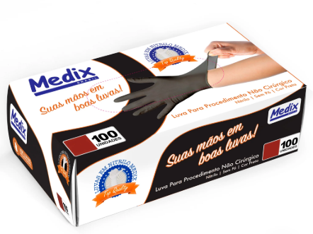 Luva DE Procedimento Nitrilico Preta Medix