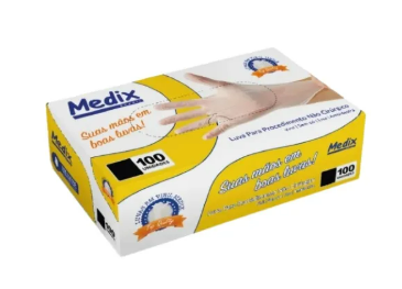 Luva Vinil Sem Amido Uso Geral Medix