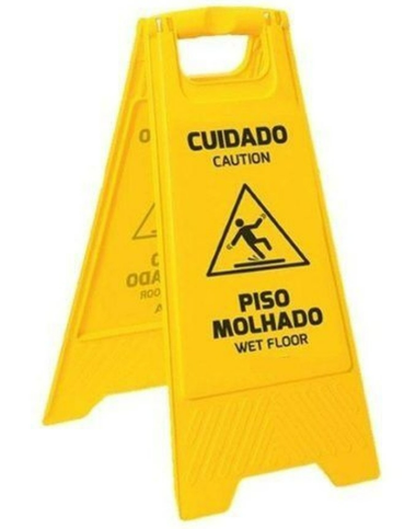 Cavalete Duplo 610X300MM Amarelo C Escorregadio Plastcor