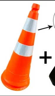 Corpo Cone PE 75CM C/ Refletivo Para Usar Com Base