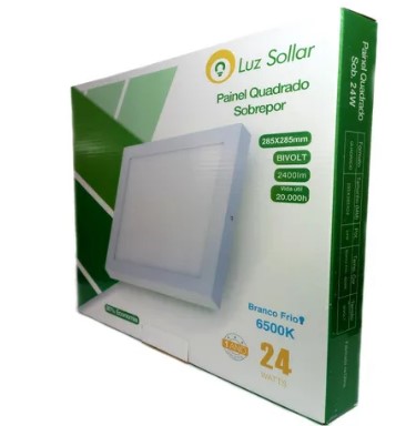 Plafon 24W Sobrepor Quadrado 6500K 30X30 Luz Sollar