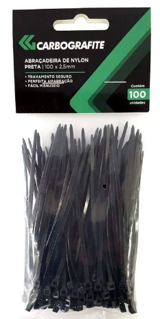 Abracadeira Nylon 140X3,6 MM Preta Carbografite