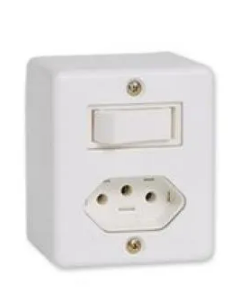 Conj 1 Tomada + Interruptor 6A Box Sistema X Ilumi