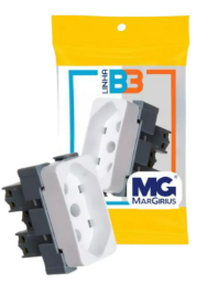 Modulo Tomada 10A Branco 2PT 250V BR Linha B3 Margirius