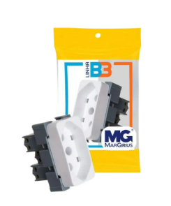 Modulo Tomada 20A Branco 2PT 20A 250V BR Linha B3 Margirius