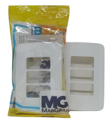 Placa 4X2 3 Postos Horiz BR Com Suporte Linha B3 Margirius