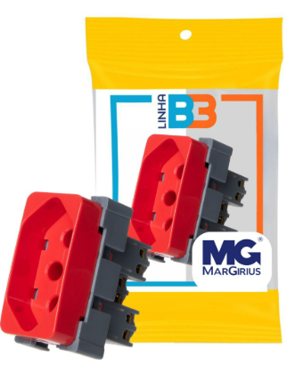 Modulo Tomada 20A Vermelho 2PT 250V Linha B3 Margirius