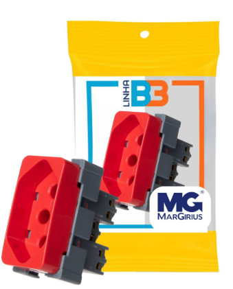 Modulo Tomada 10A Vermelho 2PT 250V Linha B3 Margirius
