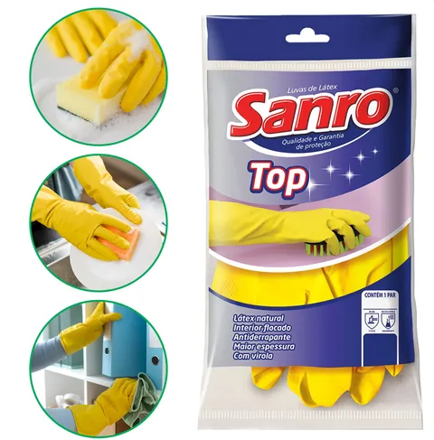 Luva DE Latex Top Amarela Sanro