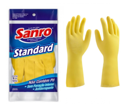 Luva DE Latex Standard Amarela Sanro