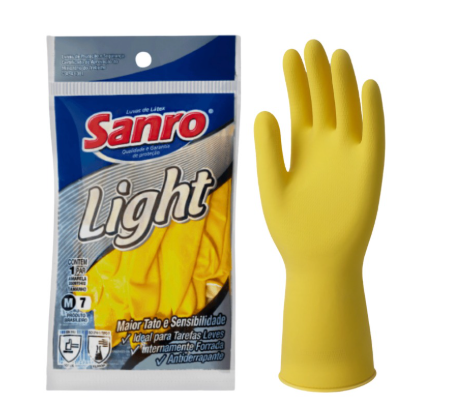 Luva Latex Sanro Light Amarela
