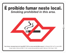 Placa Sin Av04 é Proibido Fumar SP (Kit C/ 2 Unid) Vinil Adesivo 20X25CM Encartale