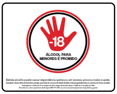 Placa Sin Av30 Proi Bebida Alc P/ Menores Lei Fed (Kit C/ 2UNID) Vinil Adesivo 25X20CM Encartale