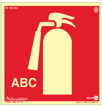 Placa Sin Paf256 Extintor DE Incêndio Abc Geral Pvc 2MM Foto 15X15CM E5 Encartale