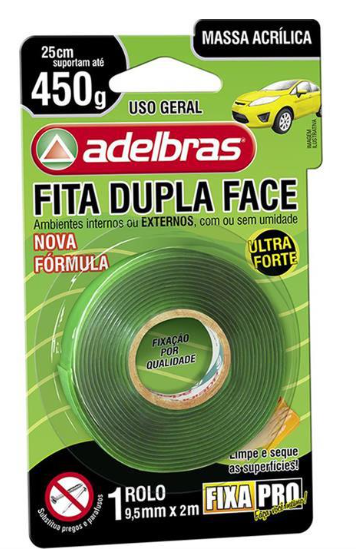 Fita Dupla Face Fixa Pro Massa Acrilic 9,5MMX2 Unidade 815000012 Adelbras