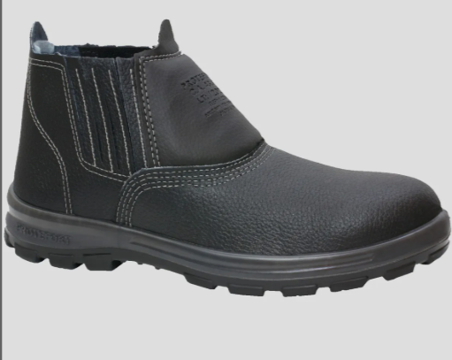 Botina Elastico BI Couro Bico Aco Bb01cb Preto Protefort