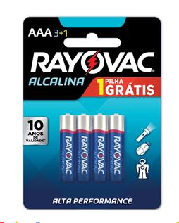 Pilha Alcalina Palito Aaa Leve 4 Ague 3 Blister Rayovac