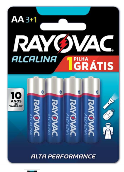 Pilha Alcalina Palito AA Leve 4 Ague 3 Blister Rayovac