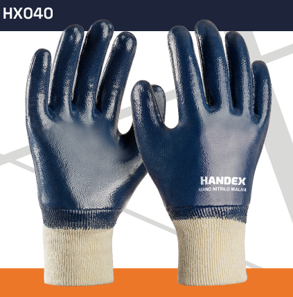 Luva Handex Hand Nitrilo Malha Azul Handex