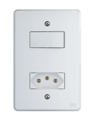 Conjunto 1 Interruptor Paralelo 1 Tomada 10A 2PT Branco Linha Compose Weg