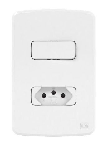 Conjunto 1 Interruptor Simples 1 Tomada 10A Branco 2PT Linha Compose Weg