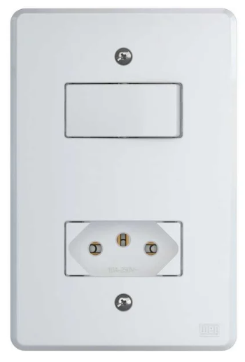 Conjunto 1 Interruptor Simples 1 Tomada 10A Branco 2PT Linha Equile Weg