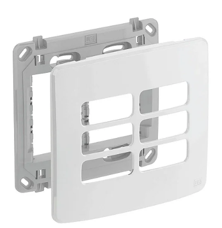 Placa 4X4 6 Postos Com Suporte Branco Linha Compose Weg