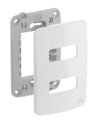 Placa 4X2 2 Postos Com Suporte Branco Linha Compose Weg