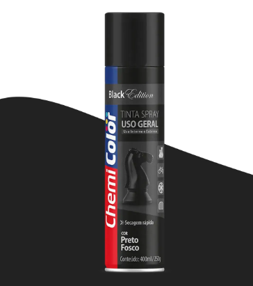 Tinta Spray Uso Geral Preto Fosco 400ML Chemicolor
