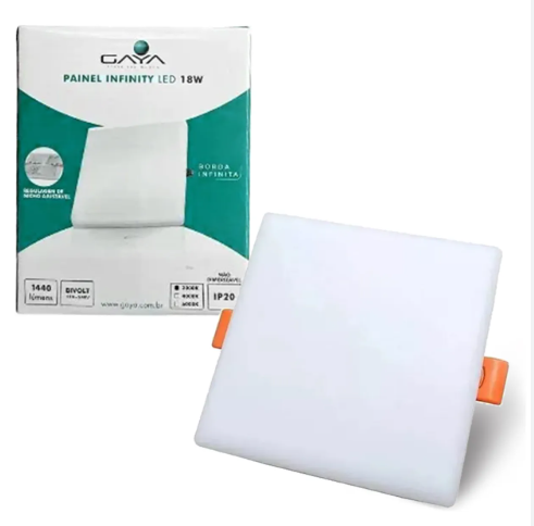 Painel Plafon Infinity Quadrado 12X12 18W 6000K 1440 LM Gaya