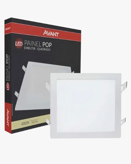 Plafon 30W Embutir Quadrado 40X40 3000K Branco Quente Avant