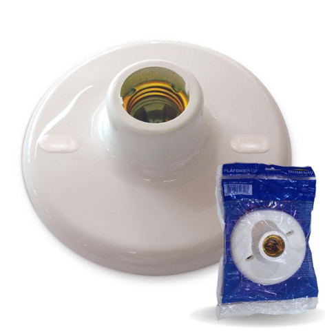 Plafonier Plastico Com Soquete Porcelana E27 Blumenau